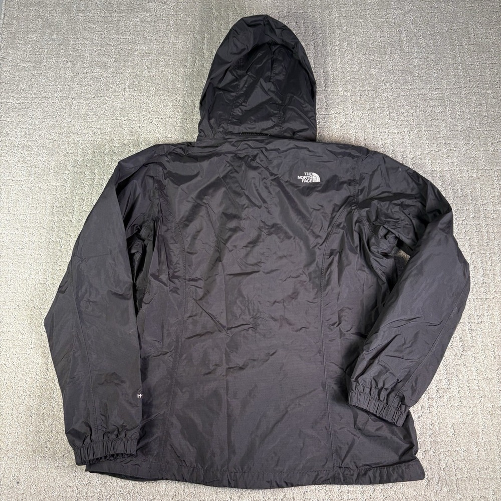 The North Face HyVent Windbreaker Jacket Womens XL Black Full Zip Hooded - Picture 9 of 9